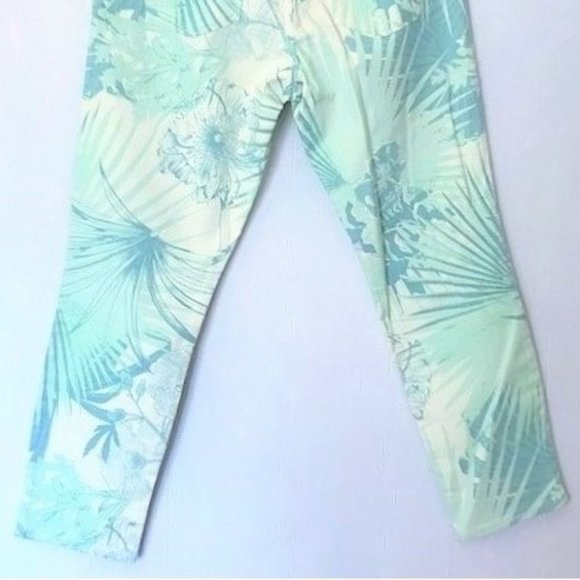 GAP 1969 WHITE MINT GREEN PALM FROND ALWAYS SKINNY SKIMMER LOW RISE JEANS 32R - Picture 7 of 10